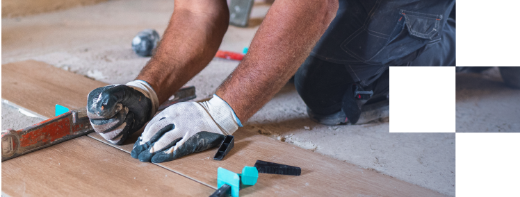 Carpenter working on the flooring